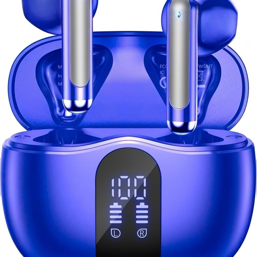 Wireless Blue Earbuds with Charging Case